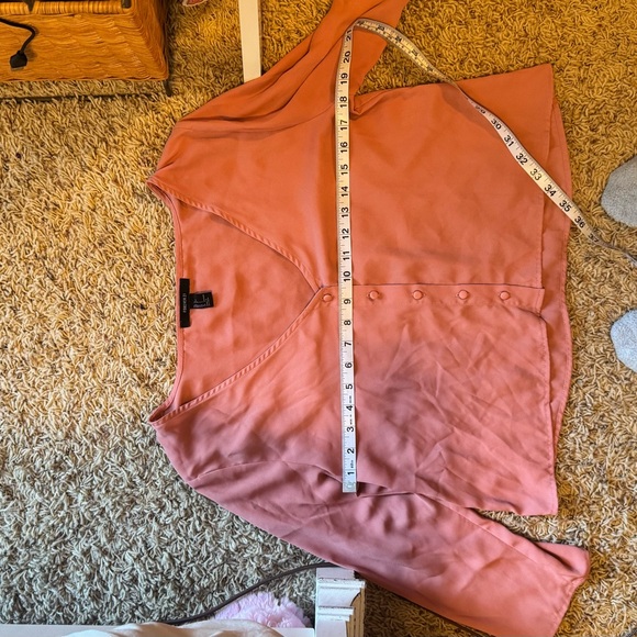 Vintage Forever 21 Dusty Rose Blush Sheer Cropped Button-Front Blouse - Picture 5 of 6